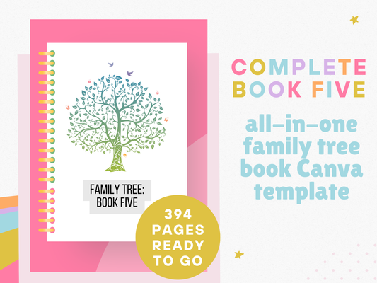 Book Five: All-in-One Family Tree Canva Template