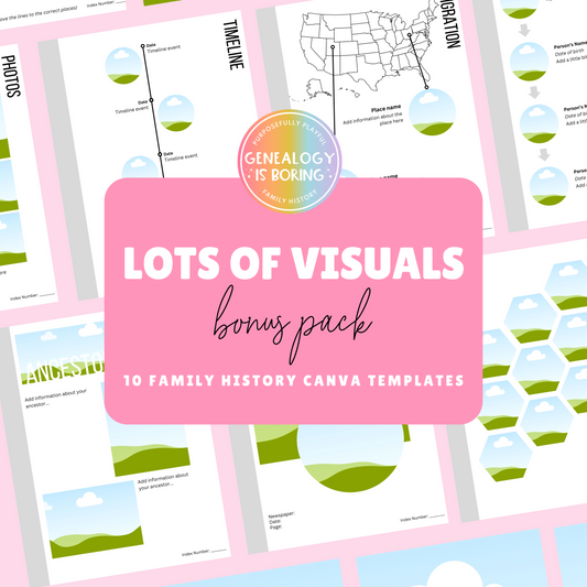 Lots of Visuals Bonus Pack - Family History Templates for Canva