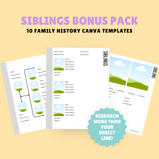 Siblings Bonus Pack - Family History Templates for Canva